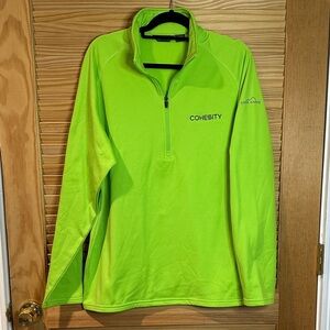 Eddie Bauer Cohesity branded corporate gear. Green Quarter-Zip Pullover